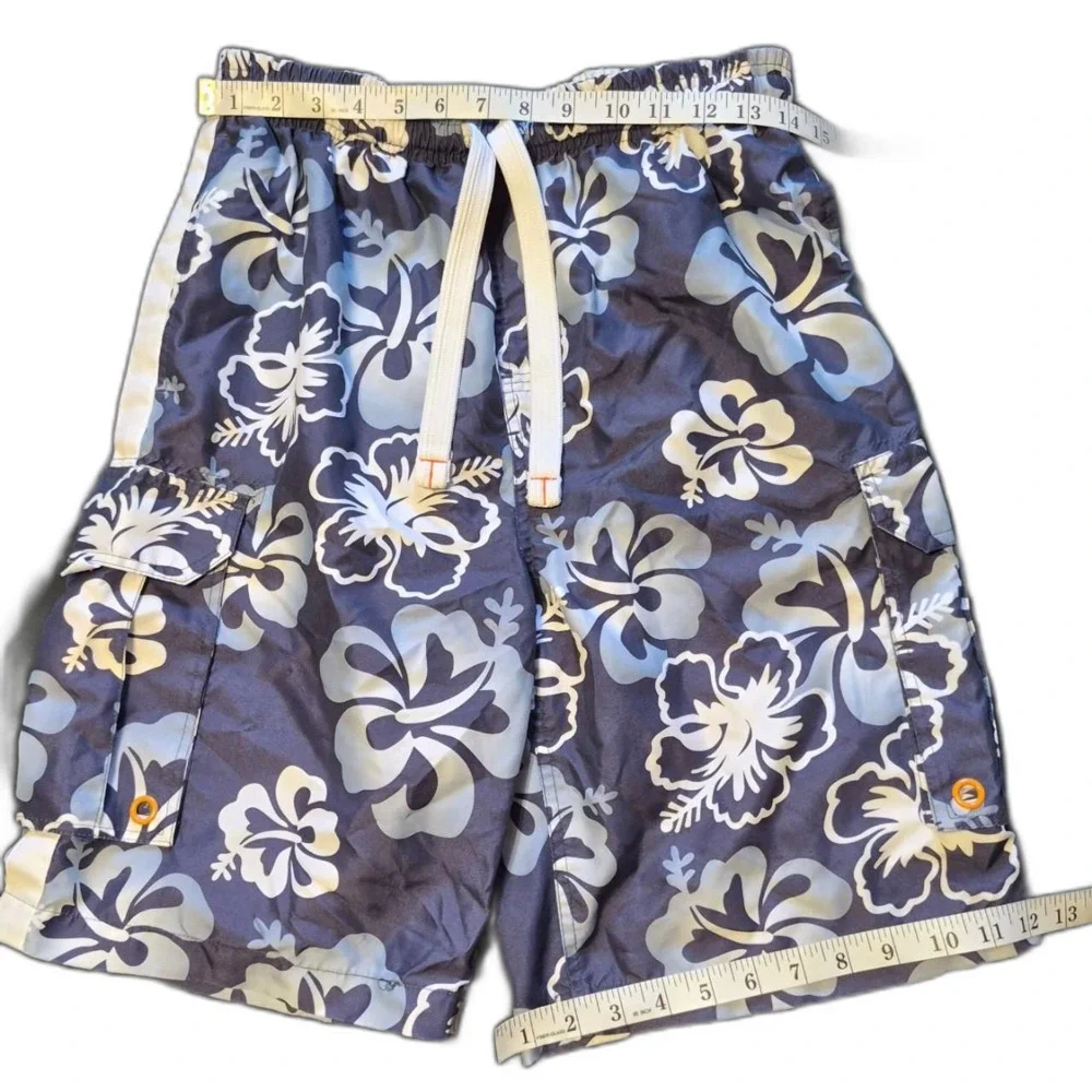 Men's Blue Hawaiian Swim Shorts Size M